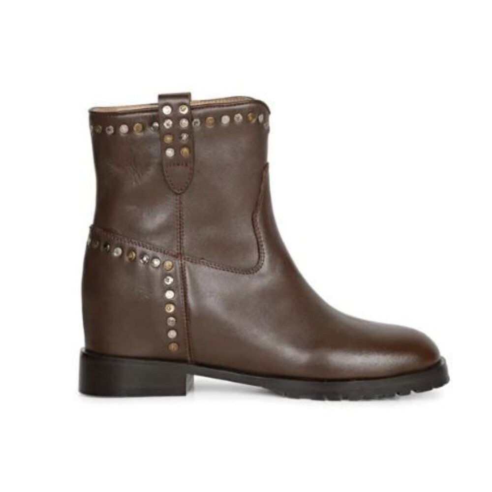 SaintG Noemi Women's Boot Studded Brown Leather Ankle Size 9 New